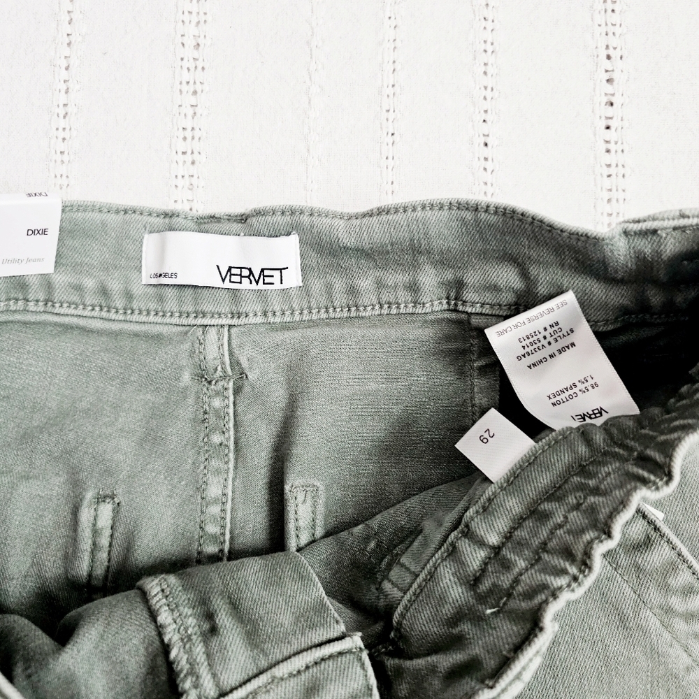 Vervet HR Straight Fit Jeans Utility Cargo Olive Dixie Patch Pocket 9/29 NEW - Picture 13 of 16